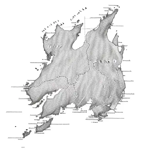outline map of New Zealand and South Korea  tattoo design idea
