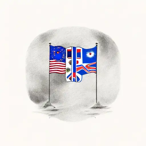 flags of  New Zealand and South Korea  tattoo design idea