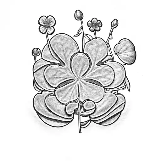 creeper with clovers and flowers tattoo design idea