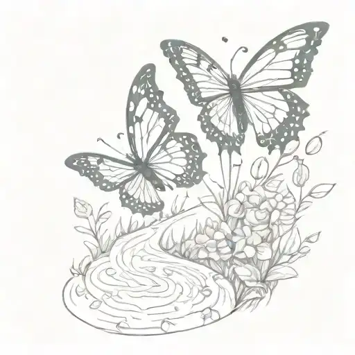 A walking trail morphing into a butterfly, symbolizing the journey of life and transformation tattoo design idea