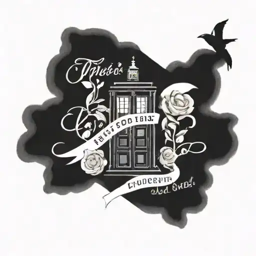 Quote: "we're all stories in the end. Just make it a good one, eh?" Put the text inside a simple tardis tattoo design idea