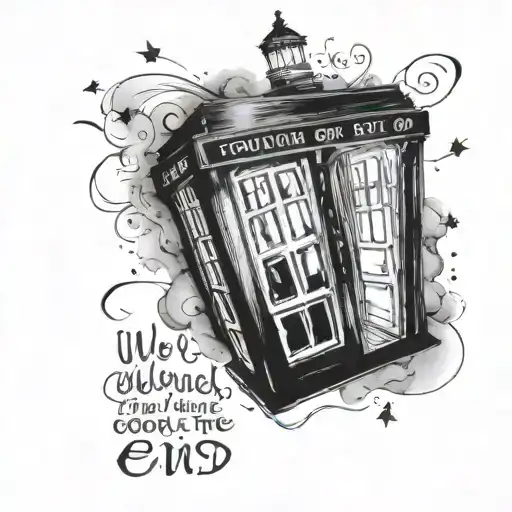 Quote: "we're all stories in the end. Just make it a good one, eh?" Put the text inside a simple tardis. tattoo design idea