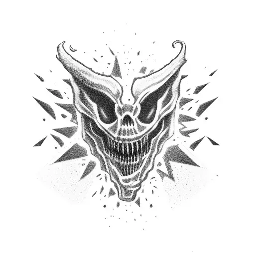 elbow ditch blacked out with arm acting is a mouth with sharp scary teeth tattoo design idea