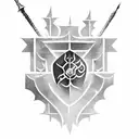 silouete of a sparthan worrior with a spear and shield tattoo design idea