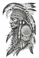 Native American leg sleeve tattoo design idea