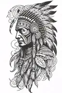 Native American leg sleeve tattoo design idea