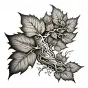tree falling leaves tattoo design idea