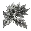 tree falling leaves tattoo design idea