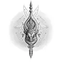 shiv trishul with all symphony coming out from his drum tattoo design idea