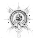 shiv trishul with all symphony coming out from his drum tattoo design idea