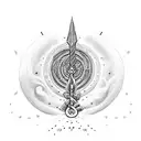 shiv trishul with all symphony coming out from his drum tattoo design idea