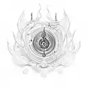 shiv trishul with all symphony coming out from his drum tattoo design idea