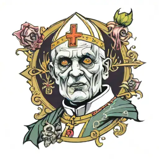 zombie pope tattoo design idea