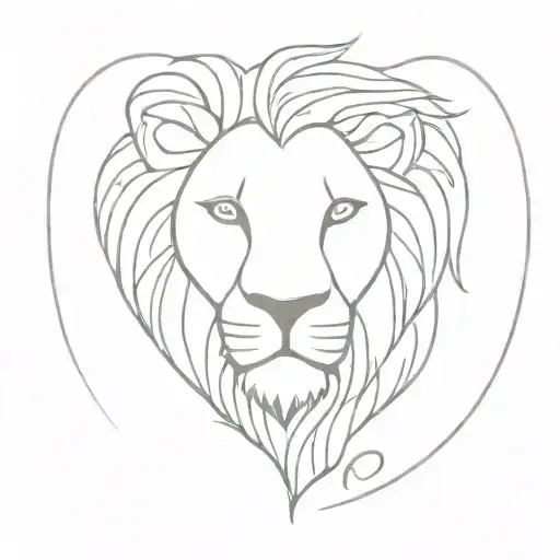 lion head next to a heart  tattoo design idea