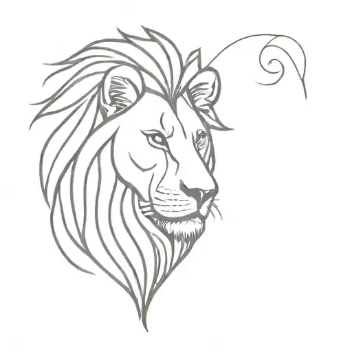 lion head and heart intertwined tattoo design idea