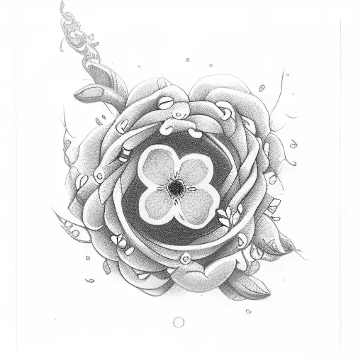 the work "Smile" with forget me knots flower around it tattoo design idea