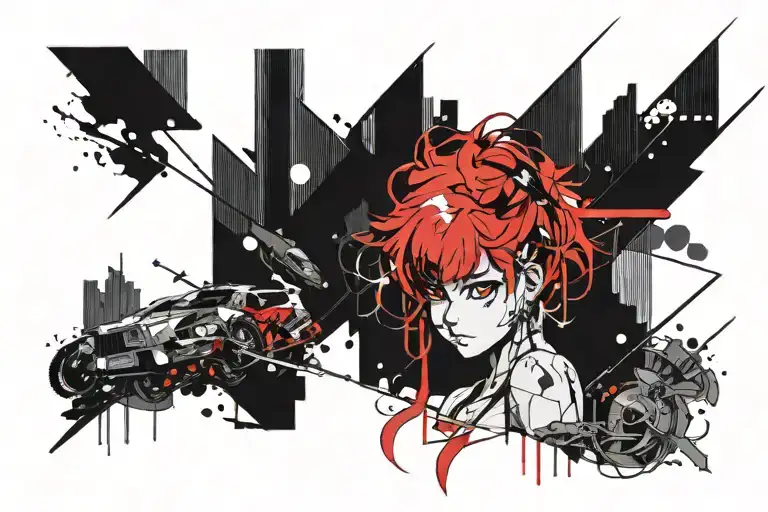 akira anime girl tattoo design idea