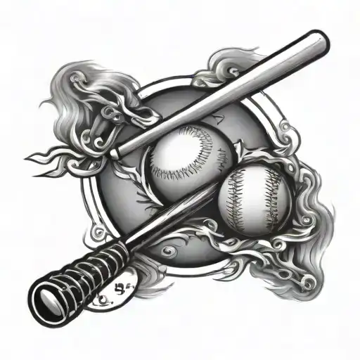 baseball hockey sunrise tattoo design idea