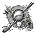 baseball hockey sunrise tattoo design idea
