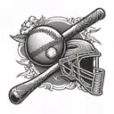 baseball hockey sunrise tattoo design idea
