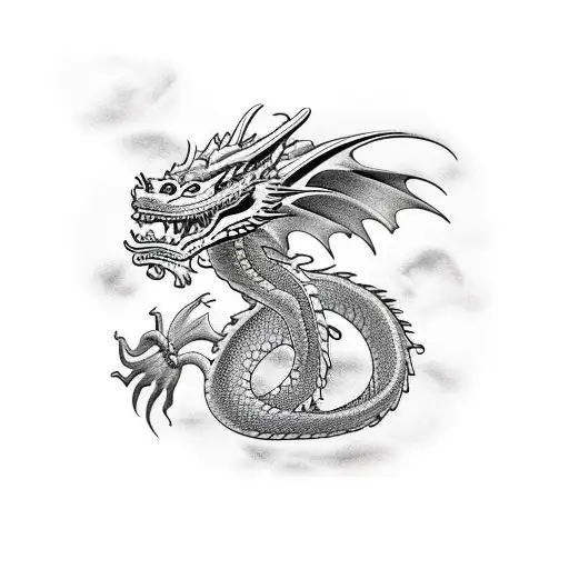 Dragon river tattoo design idea