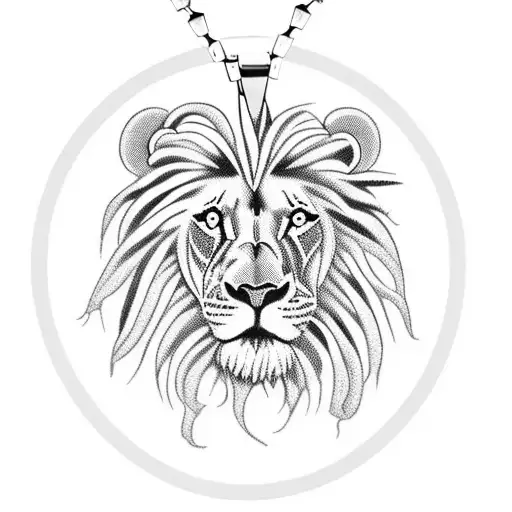 Rasta Lion with a sunset background and a peace sign necklace tattoo design idea