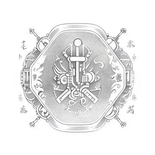 A chemical container (like a flask) with the label "Puchero's Alchemist", and emiting a gas that takes some shapes tattoo design idea