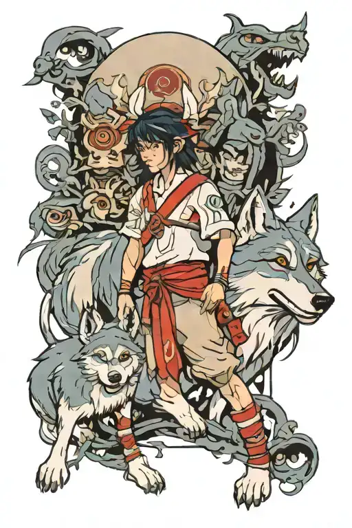 Princess mononoke moviewith the wolf tattoo design idea