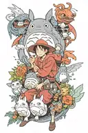 studio ghibli characters tattoo design idea