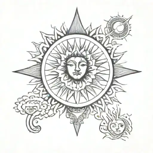 Self-love, sun and power of greatness tattoo design idea