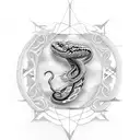 april 13 2005 in roman numerals with a snake  tattoo design idea