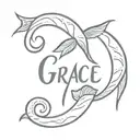 A christian tattoo with the word GRACE, a cross a ichtus fish.  tattoo design idea