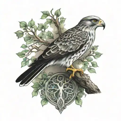 Celtic tree of life polish falcon tattoo design idea