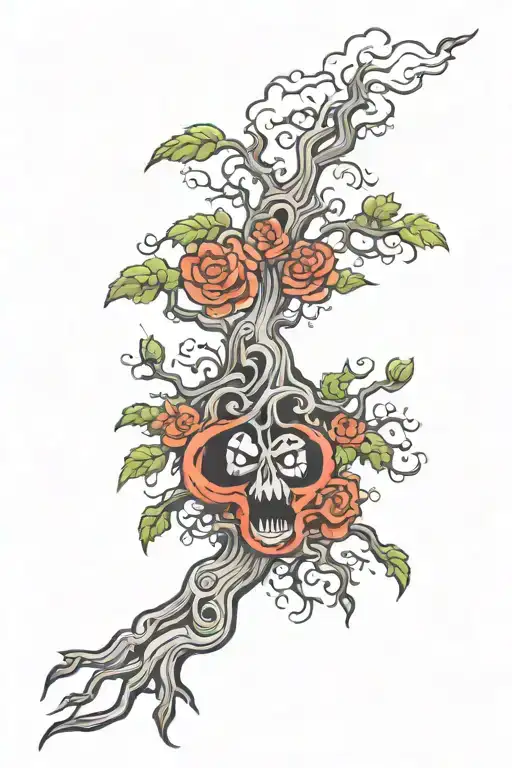 tree hell and heaven tattoo design idea