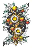 tree hell and heaven tattoo design idea