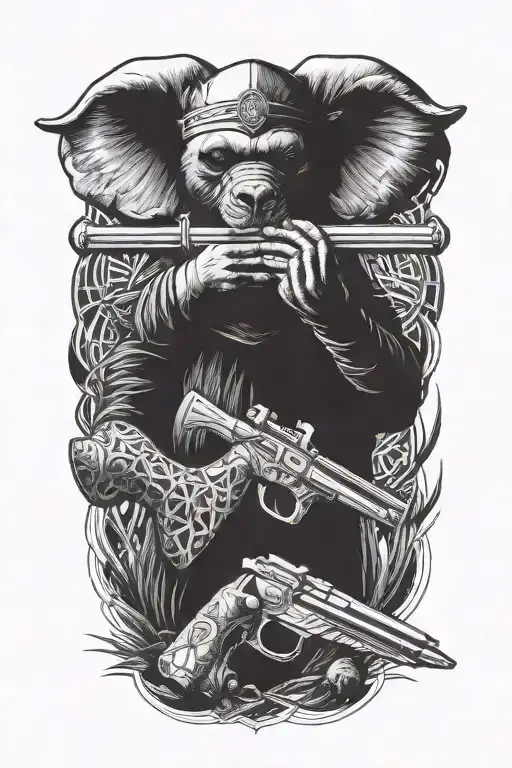 anti poaching with Catholic cross tattoo design idea