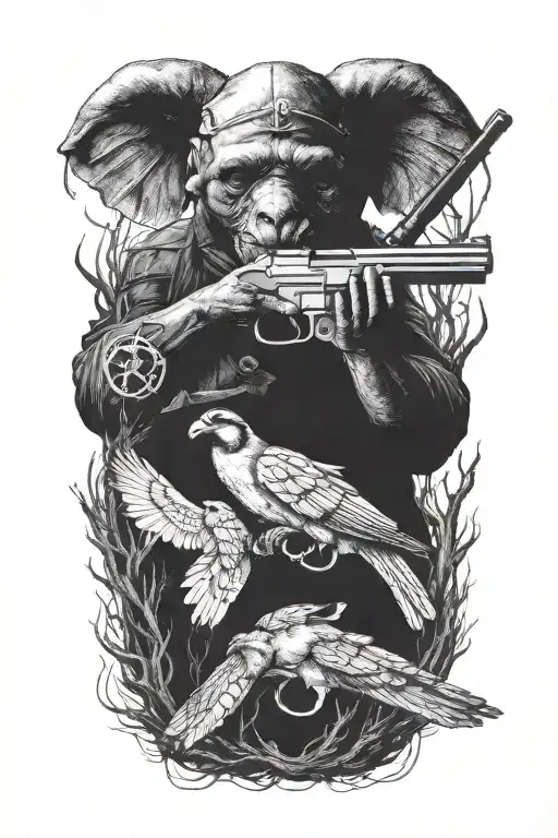 anti poaching with Catholic cross tattoo design idea
