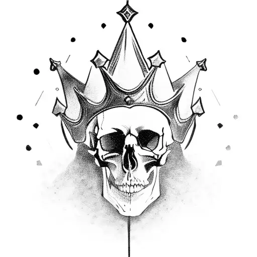 Dark Gothic Demon Skull with Crown tattoo design idea