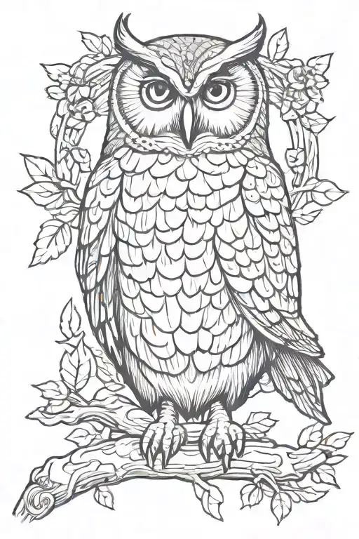 owl perched atop of mama tried  tattoo design idea