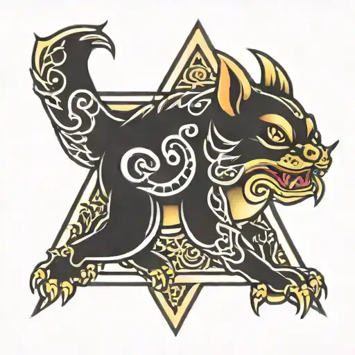 pixiu in triangle shape tattoo design idea