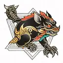 pixiu in triangle shape tattoo design idea