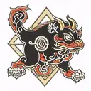 pixiu in triangle shape tattoo design idea