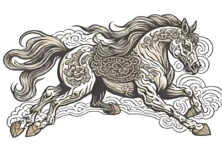 an angry horse that runs at you tattoo design idea