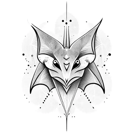 bat in neotribal style tattoo design idea