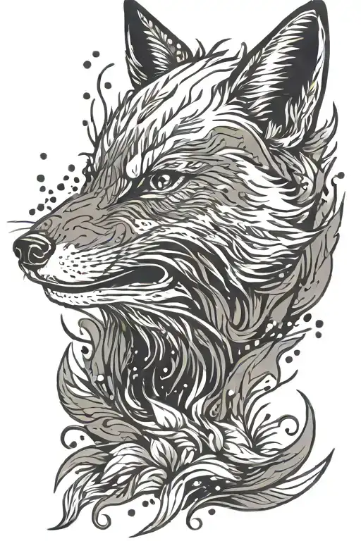 Fire angry fox tattoo design idea