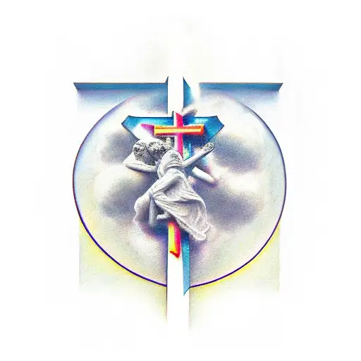  cross with word only god can judge me  tattoo design idea