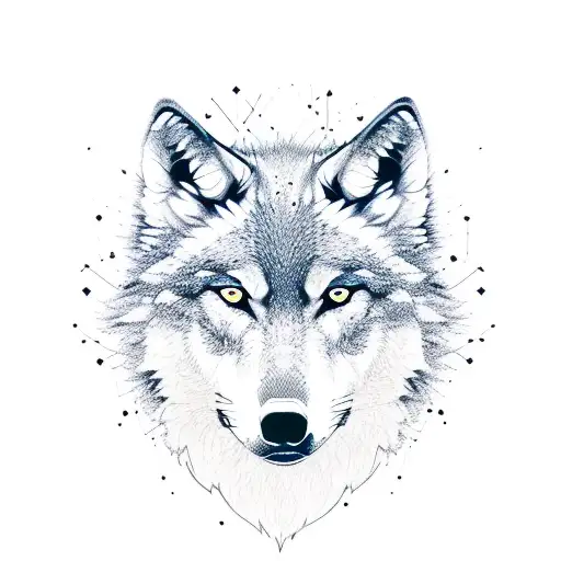 A wolf silhouette formed by intricately designed axes and swords tattoo design idea