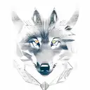 A wolf silhouette formed by intricately designed axes and swords tattoo design idea