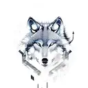 A wolf silhouette formed by intricately designed axes and swords tattoo design idea