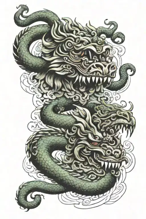 Quetzalcoatl vs. Tezcatlipoca duality full tattoo design idea